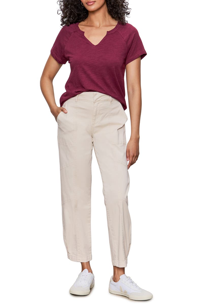 Sanctuary Notch V-Neck Cotton Blend T-Shirt, Alternate, color, Night Berry