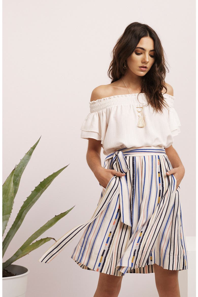 ASTR Hayden Skirt, Alternate, color, CREAM COOL STRIPE