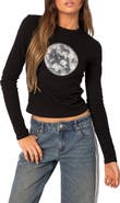 EDIKTED Disco Girl Long Sleeve Graphic T-Shirt