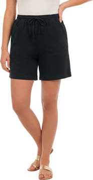 Roaman's Plus Size French Terry Pull On Drawstring Shorts