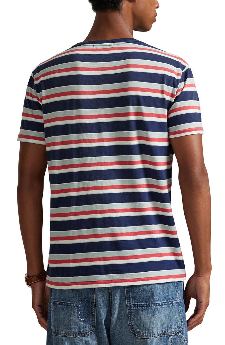 Polo Ralph Lauren Striped Standard Fit Cotton Jersey T-Shirt, Alternate, color, Newport Navy Multi