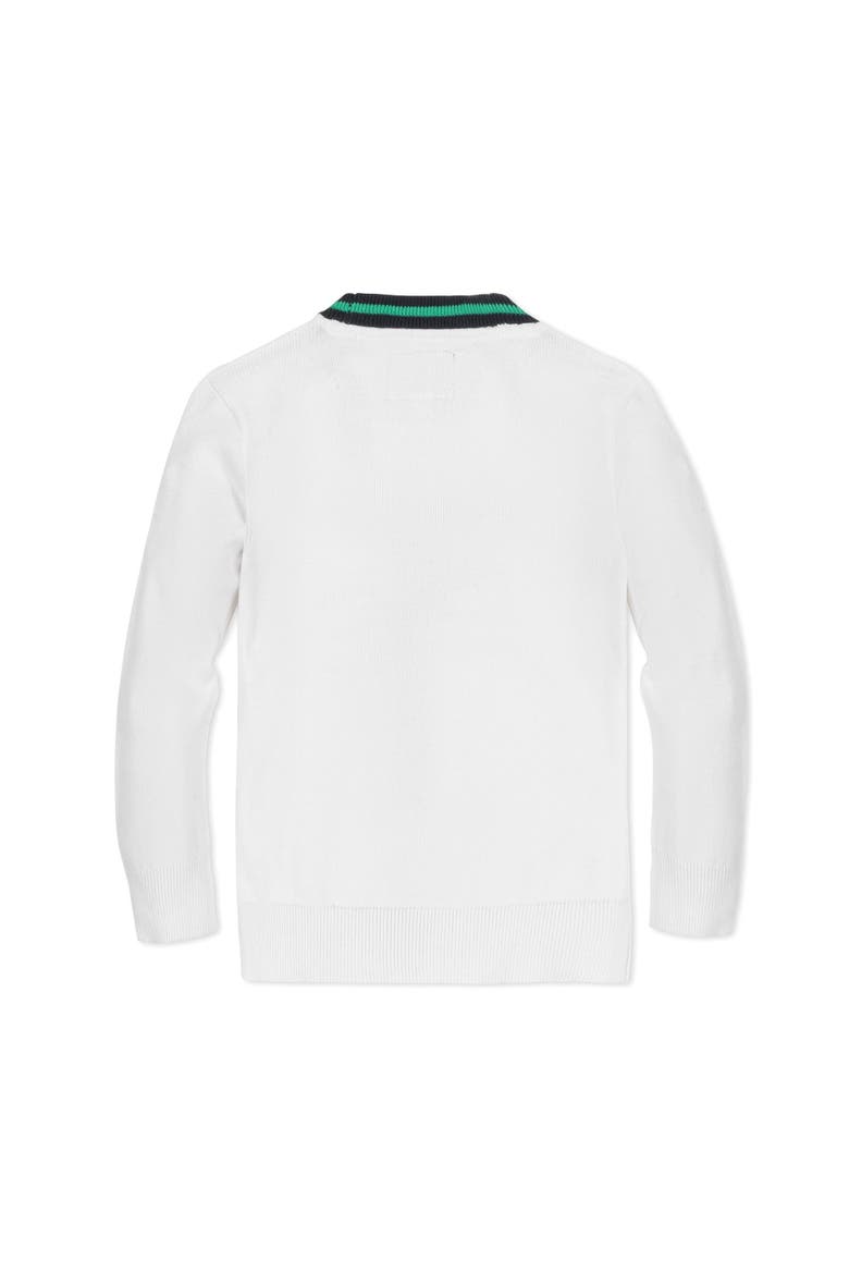 Boys' Organic Tipped Cardigan, Kids, Alternate, color, White with Navy and Green