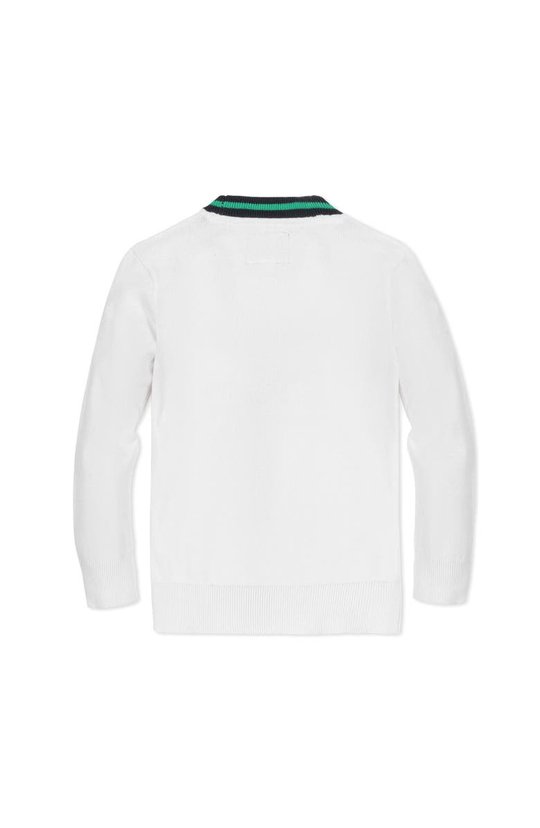 Hope & Henry Boys' Organic Tipped Cardigan, Kids, Alternate, color, White With Navy And Green
