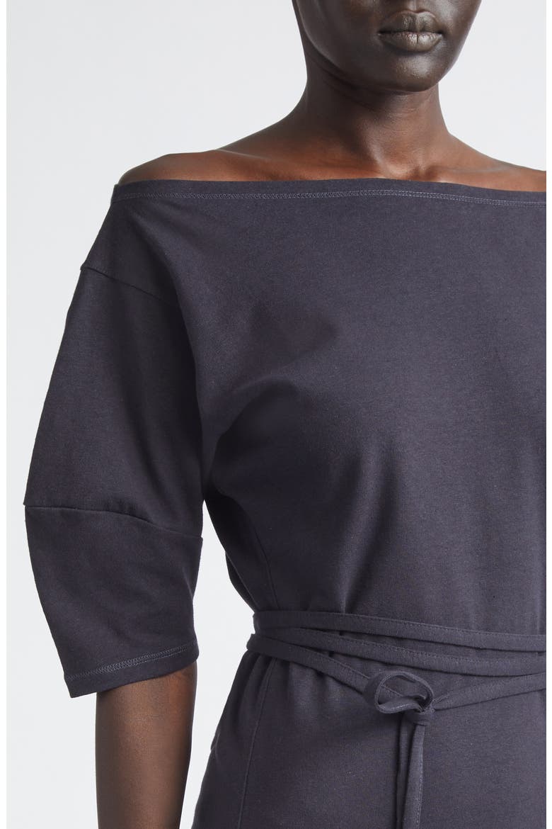 Off the Shoulder Cotton & Linen Jersey Midi Dress, Alternate, color, URCHIN