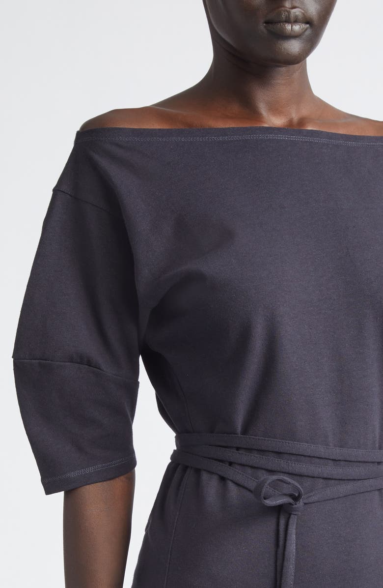 Lemaire Off the Shoulder Cotton & Linen Jersey Midi Dress, Alternate, color, Urchin