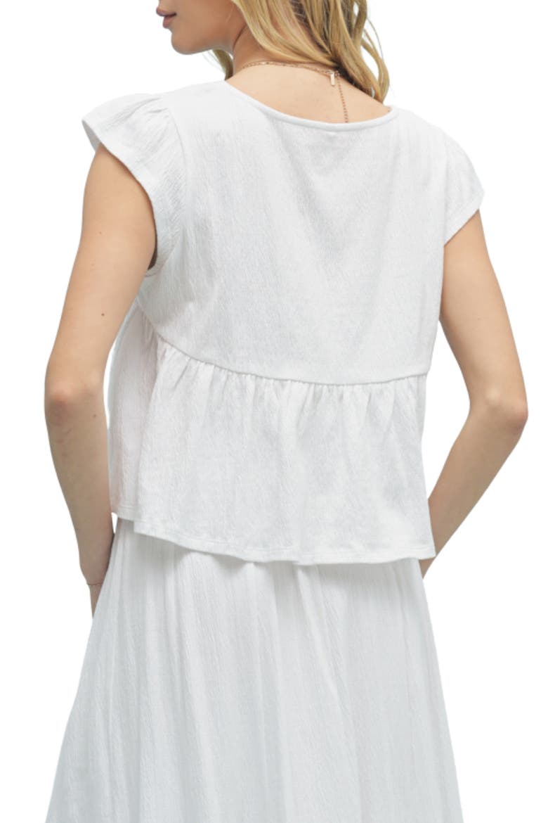 Cotton Blend Top and Skirt Set, Alternate, color, OFF WHITE