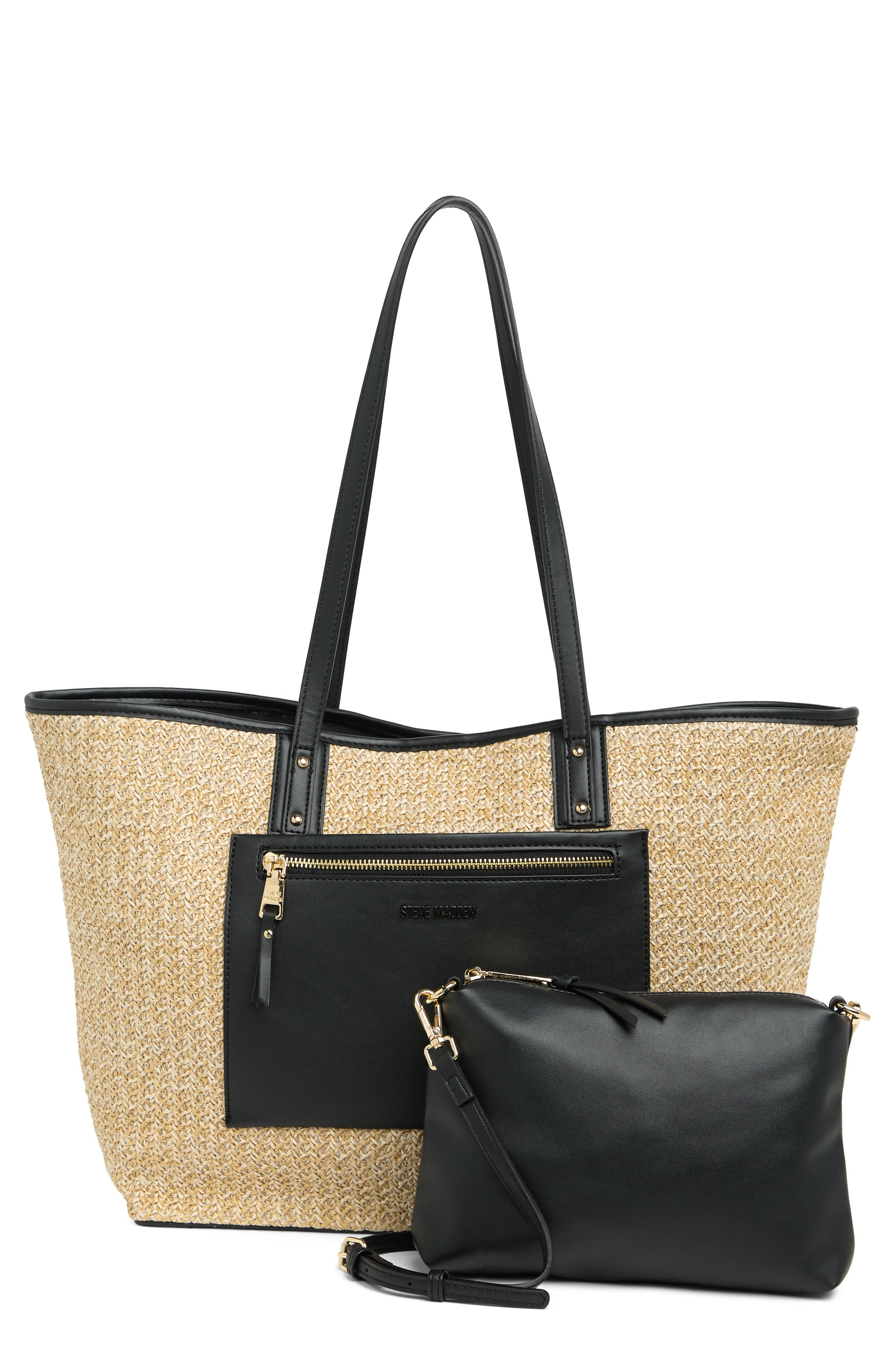 Steve Madden Brosey Tote Bag & Pouch, Main, color, 