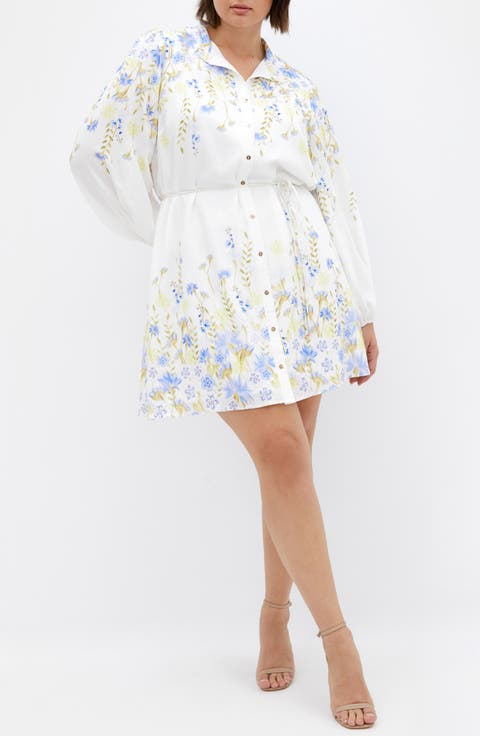 Lilliana Floral Long Sleeve Shirtdress (Plus)