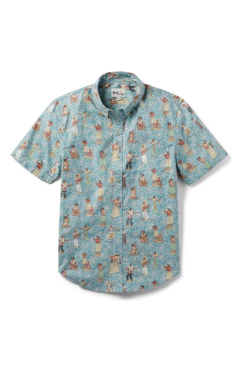 Hula Nodders Tailored Fit Short Sleeve Button-Down Shirt