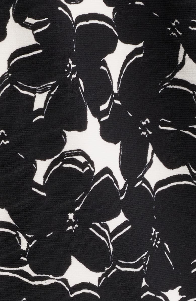 Anne Klein Floral Print Pleat Neck Top, Alternate, color, Anne Black/ White Dove