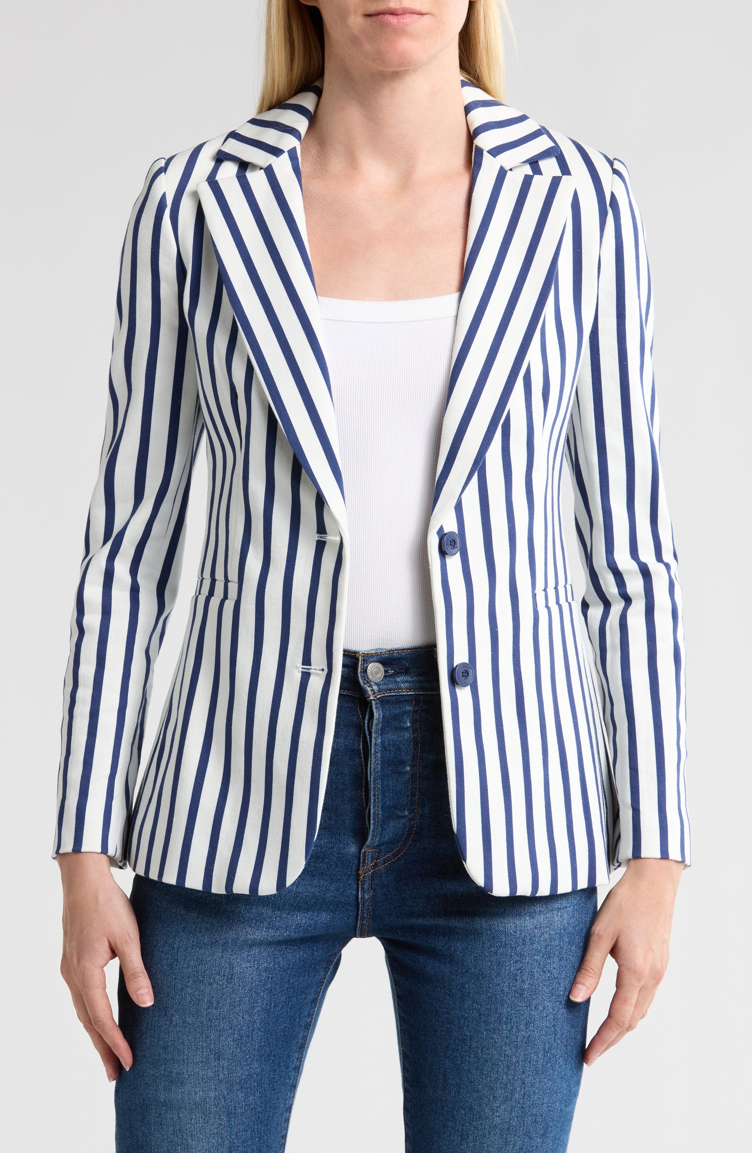 Alice + Olivia Breann Stripe Notch Lapel Blazer