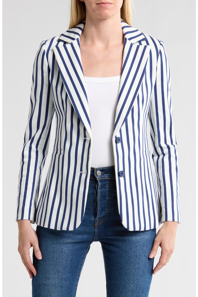 Breann Stripe Notch Lapel Blazer, Main, color, ADMIRAL STRIPE INDIGO