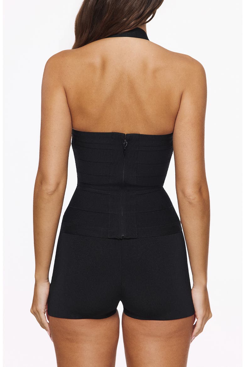 The Contour Plunge Halter Bandage Dress, Alternate, color, BLACK