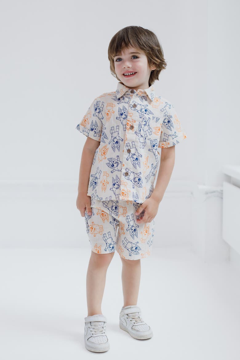 Gauze Dress and 2-Piece Short Set, Alternate, color, Bluey Bingo Cream