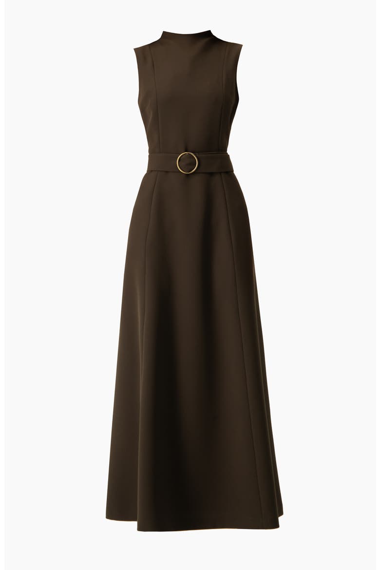 Sleeveless Belted A-Line Maxi Dress with Ring Buckle, Alternate, color, Olive Green