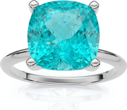Bliss Diamond 6 1/2Ct Cushion Paraíba Solitaire Ring 14k Gold Lab Grown 10MM