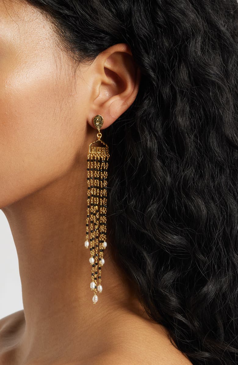 Kiara by Ki-ele Zoe Drape Drop Earrings, Alternate, color, Gold