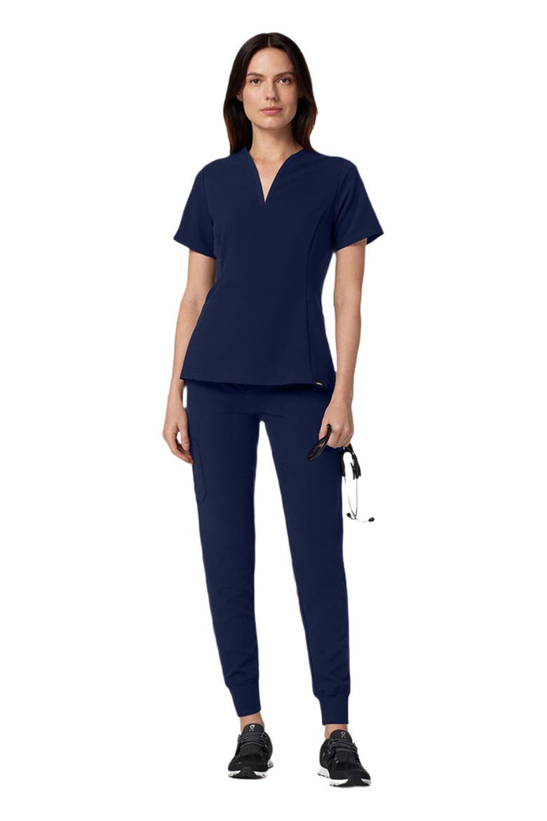 Calix Women's 2-Pocket Tailored V-Neck Scrub Top, Alternate, color, Midnight Navy