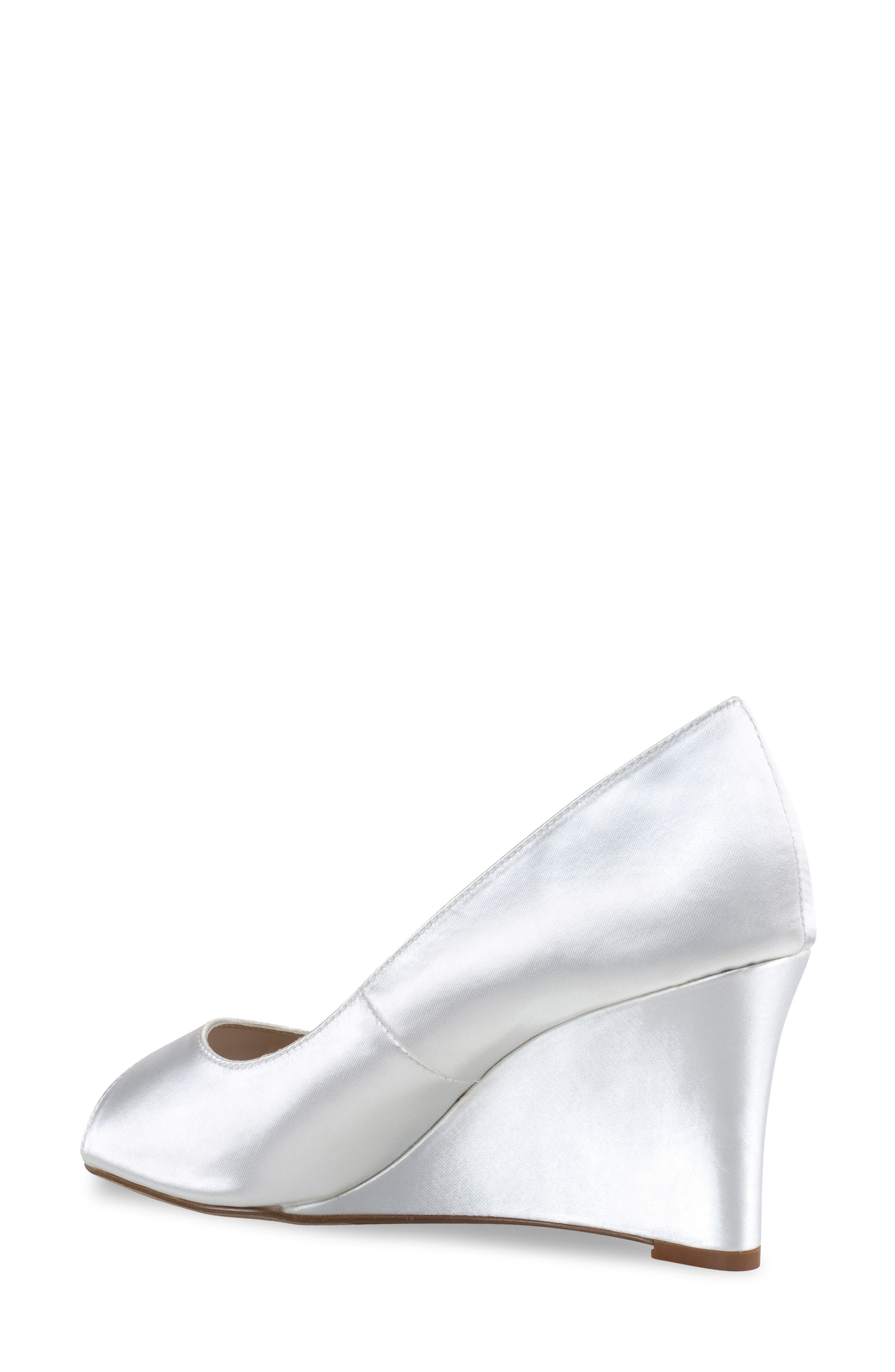 Touch Ups Nicole Peep Toe Wedge Pump, Alternate, color, White Satin