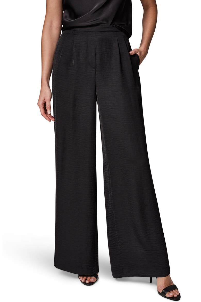 Pleat Front Wide Leg Pants, Main, color, BLACK