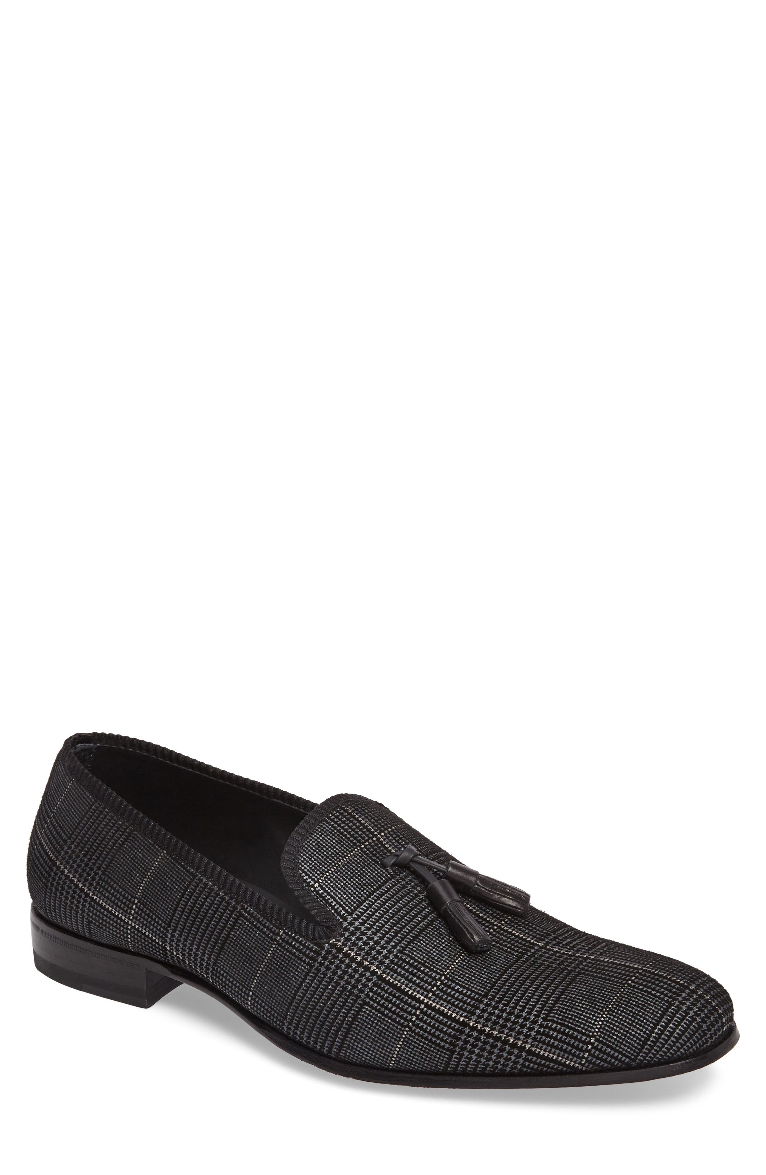 Motril Tassel Loafer, Main, color, BLACK SUEDE