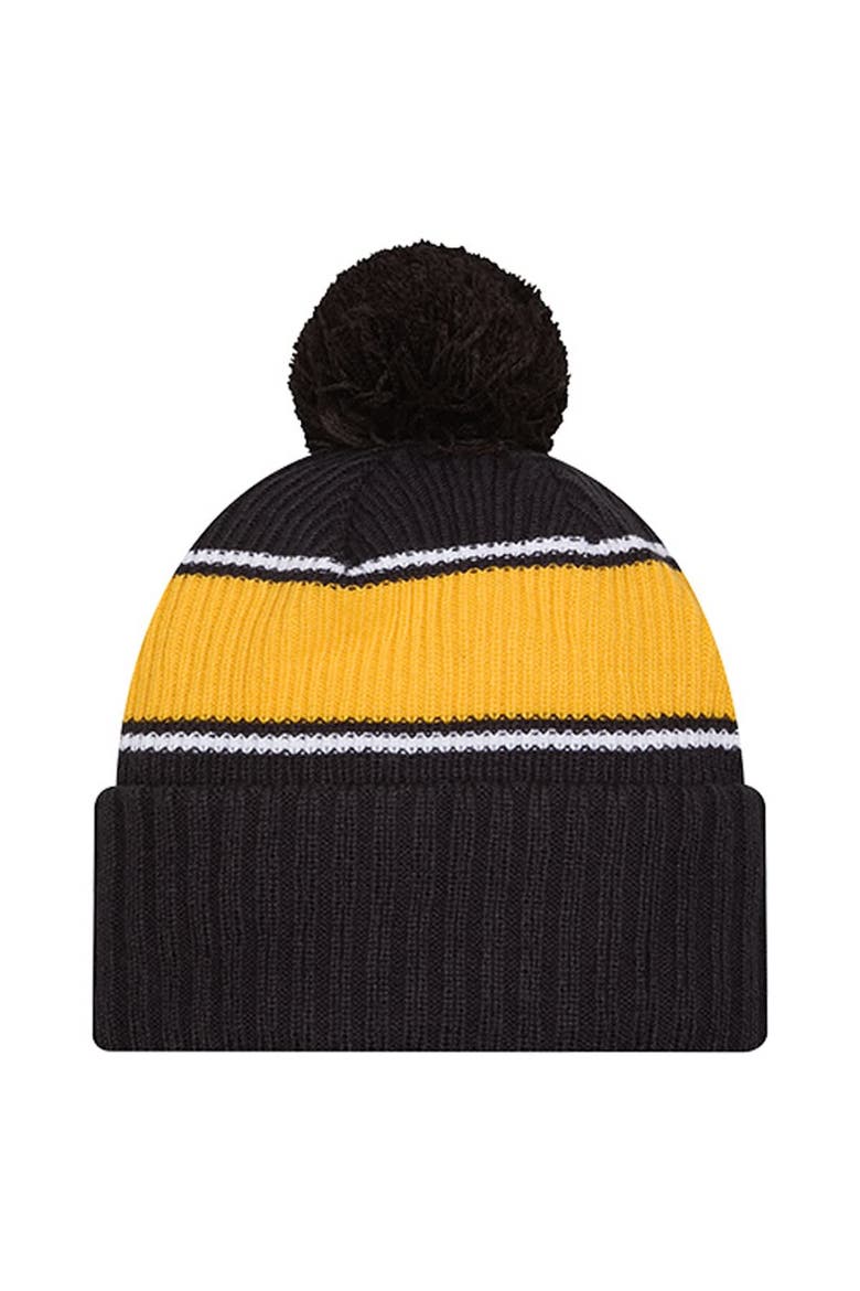 Men's New Era Black West Virginia Mountaineers Bold Cuffed Knit Hat with Pom, Alternate, color, Black