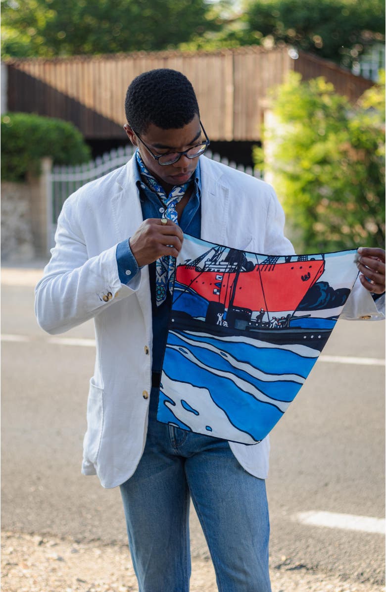 Elizabetta Trieste - Silk Pocket Square for Men, Alternate, color, Blue