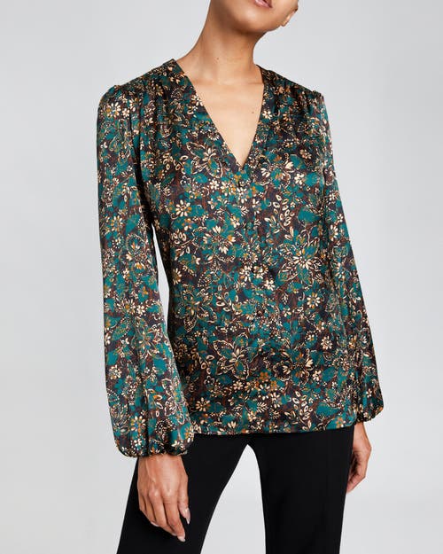 Santorelli Women's Floral Balloon-sleeve Blouse In Pine Multi
