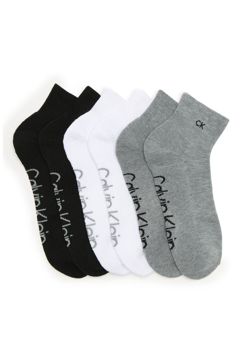 Quarter Length Cushion Cut Socks - Pack of 6, Main, color, GREY ASSORTED