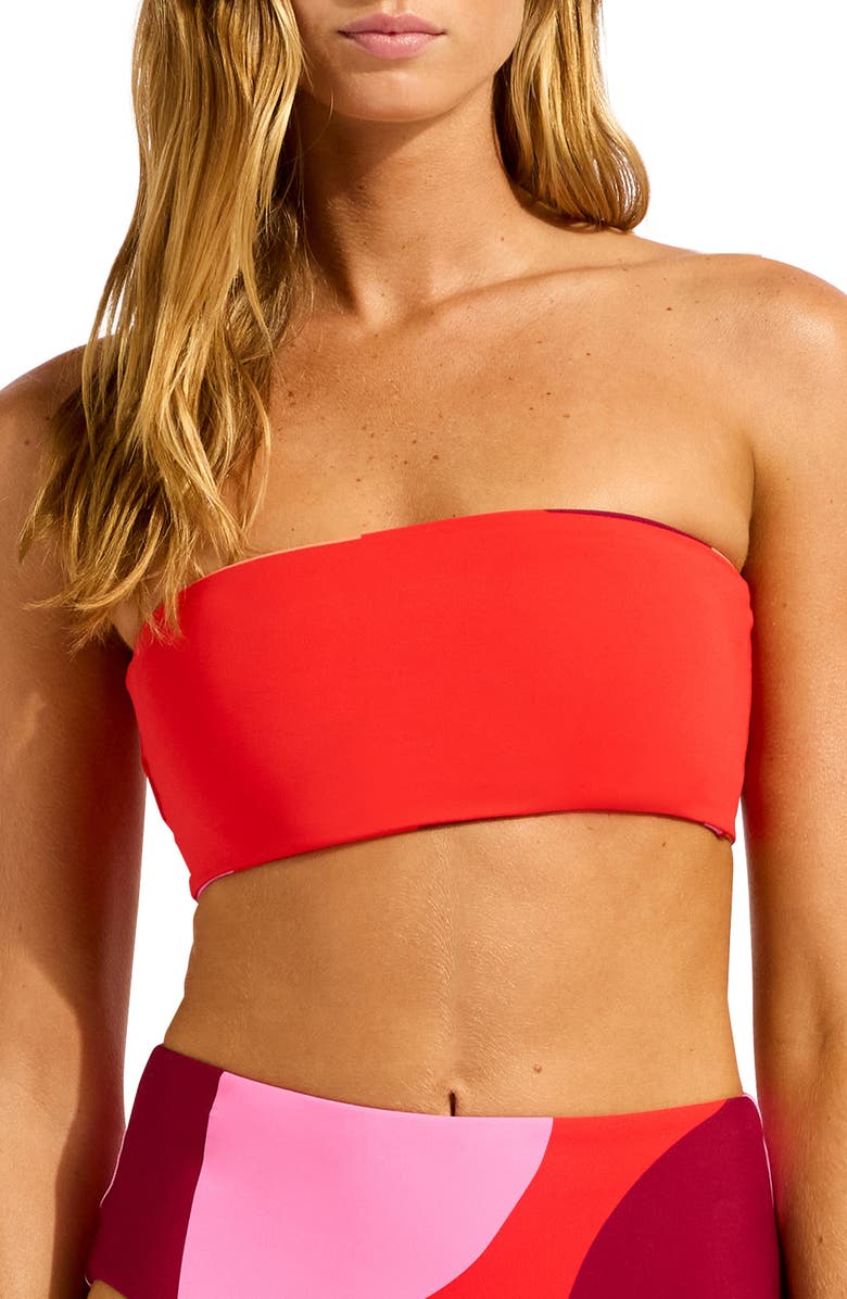 Seafolly Reversible Strapless Tube Bikini Top, Alternate, color, Flame
