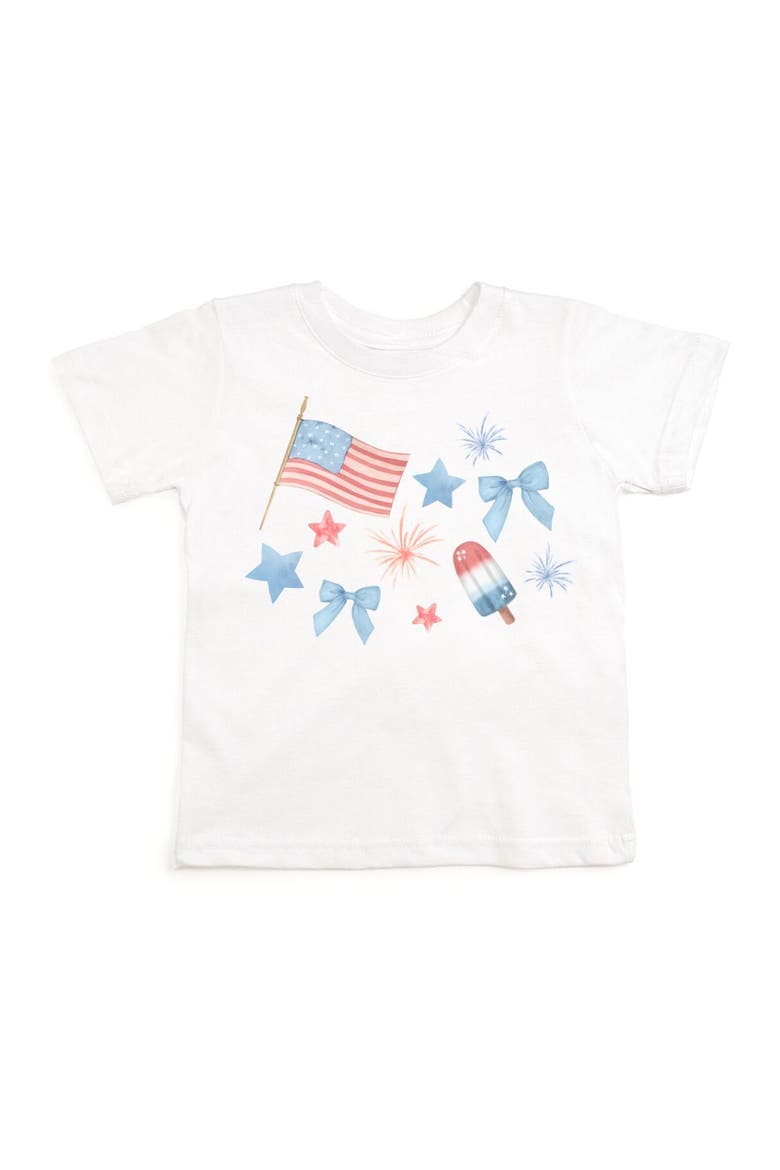 Patriotic Watercolor Short Sleeve T-Shirt, Main, color, White