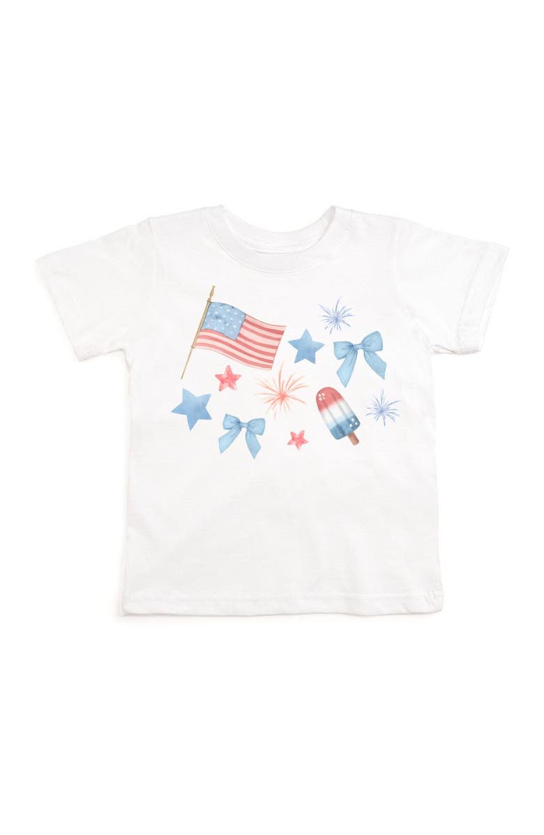 Sweet Wink Patriotic Watercolor Short Sleeve T-Shirt, Main, color, White