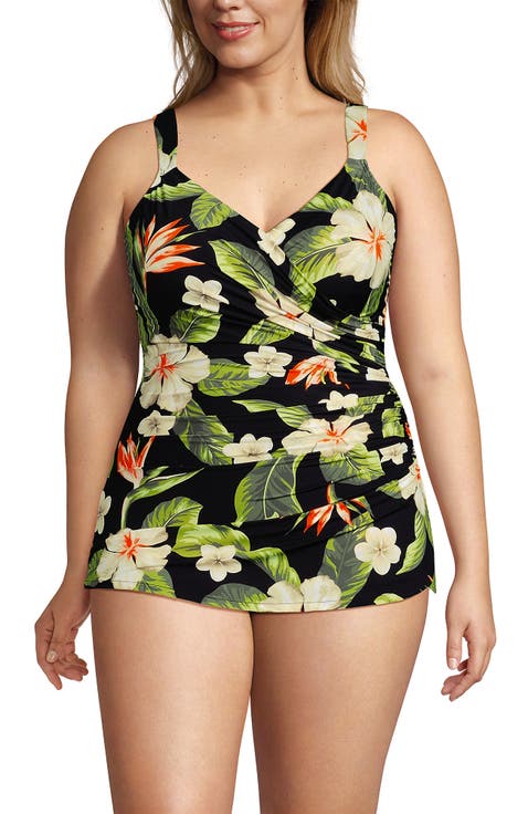 SlenderSuit V-Neck Skirted Low Leg One Piece