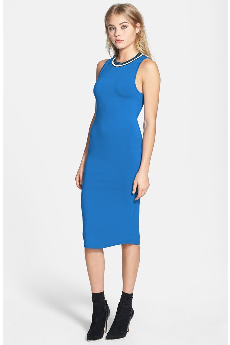 Contrast Trim Jersey Midi Dress (Nordstrom Exclusive), Main, color, BLUE
