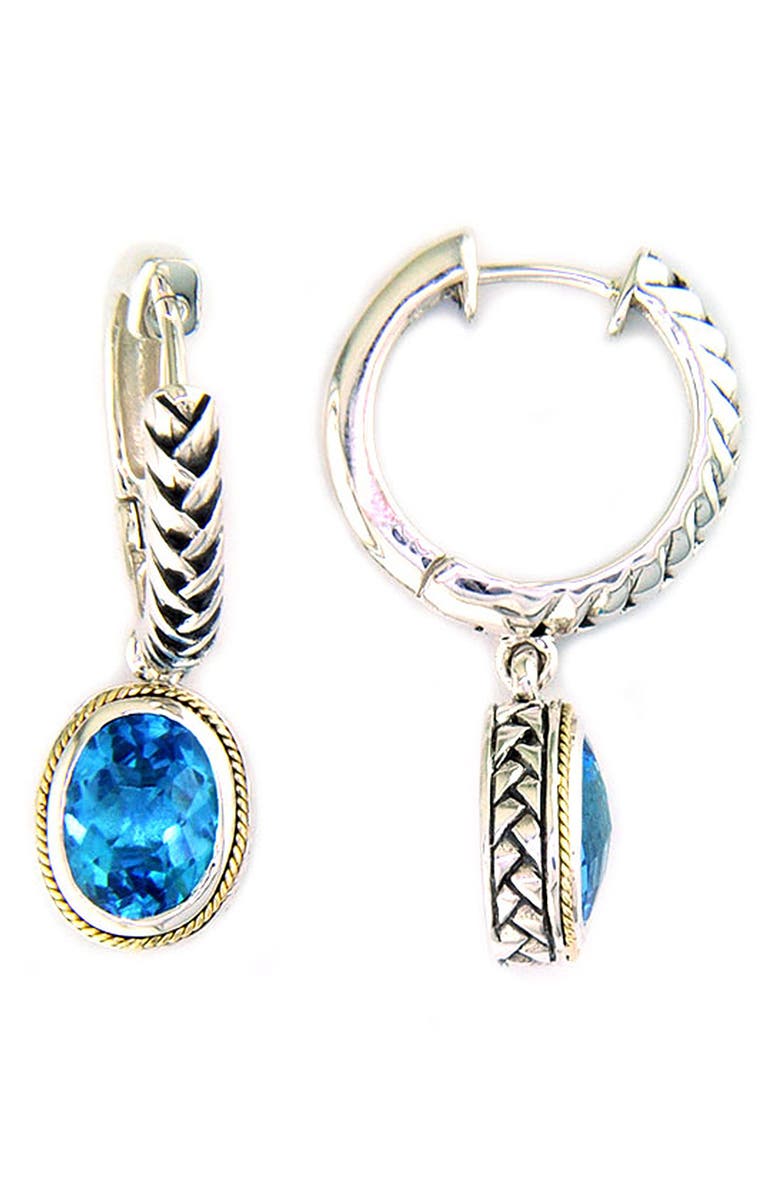 EFFY Blue Topaz Dangle Huggie Hoop Earrings, Alternate, color, Blue