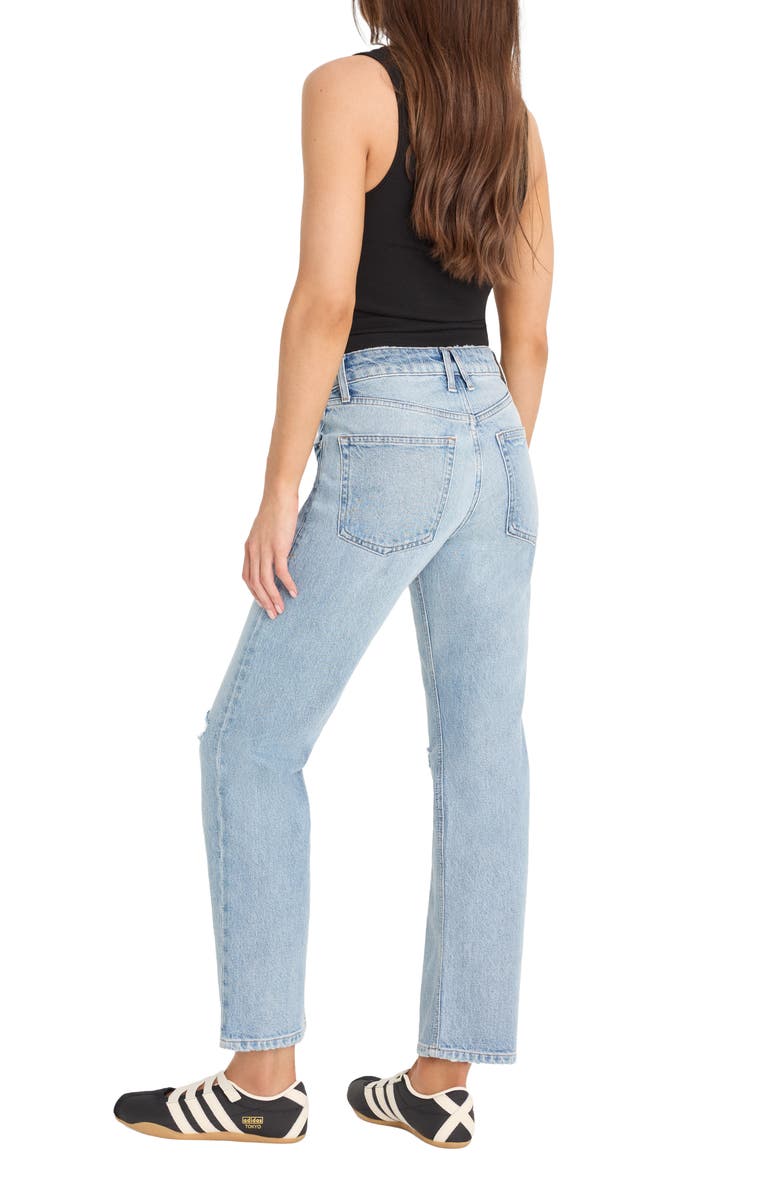Good American Ripped Mid Rise Ankle Straight Leg Jeans, Alternate, color, Indigo1252