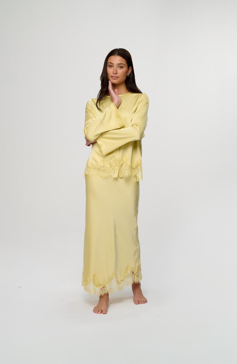 By Tess Collection Amora Skirt, Alternate, color, Pale Yellow