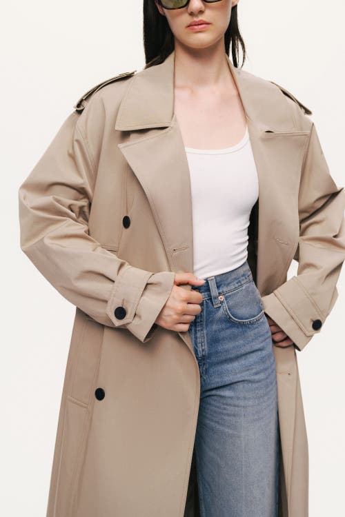 Nocturne Oversized Double-breasted Trench Coat In Neutral
