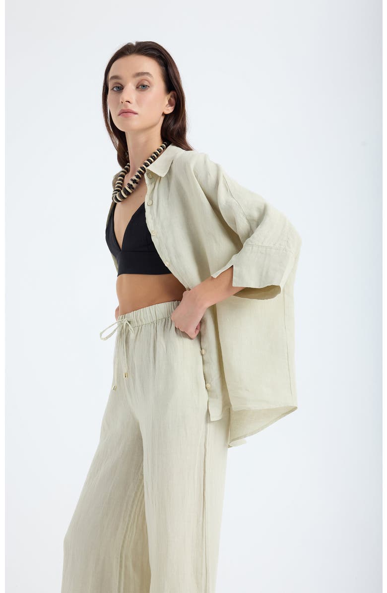 Monlicia Ciel 100% Linen Wide, Alternate, color, Stone