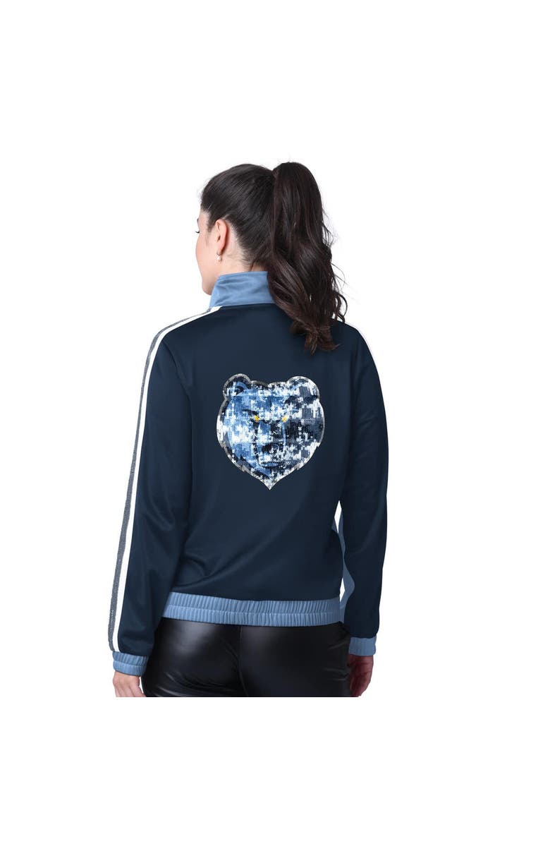 G-III 4HER BY CARL BANKS Women's G-III 4Her by Carl Banks Light Blue/Navy Memphis Grizzlies Rebel Sequin Bling Full-Zip Track Jacket, Alternate, color, Light Blue
