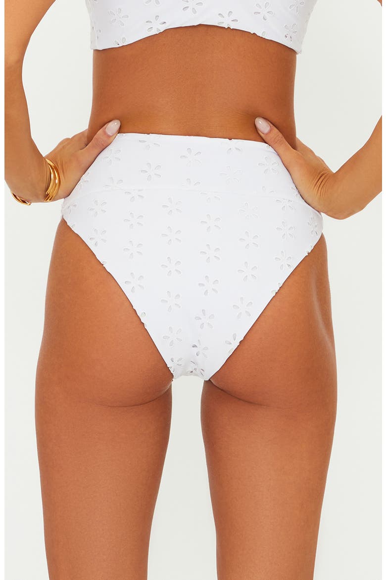 Hazel High Waist Bikini Bottoms, Alternate, color, WHITE MAGNOLIA EYELET