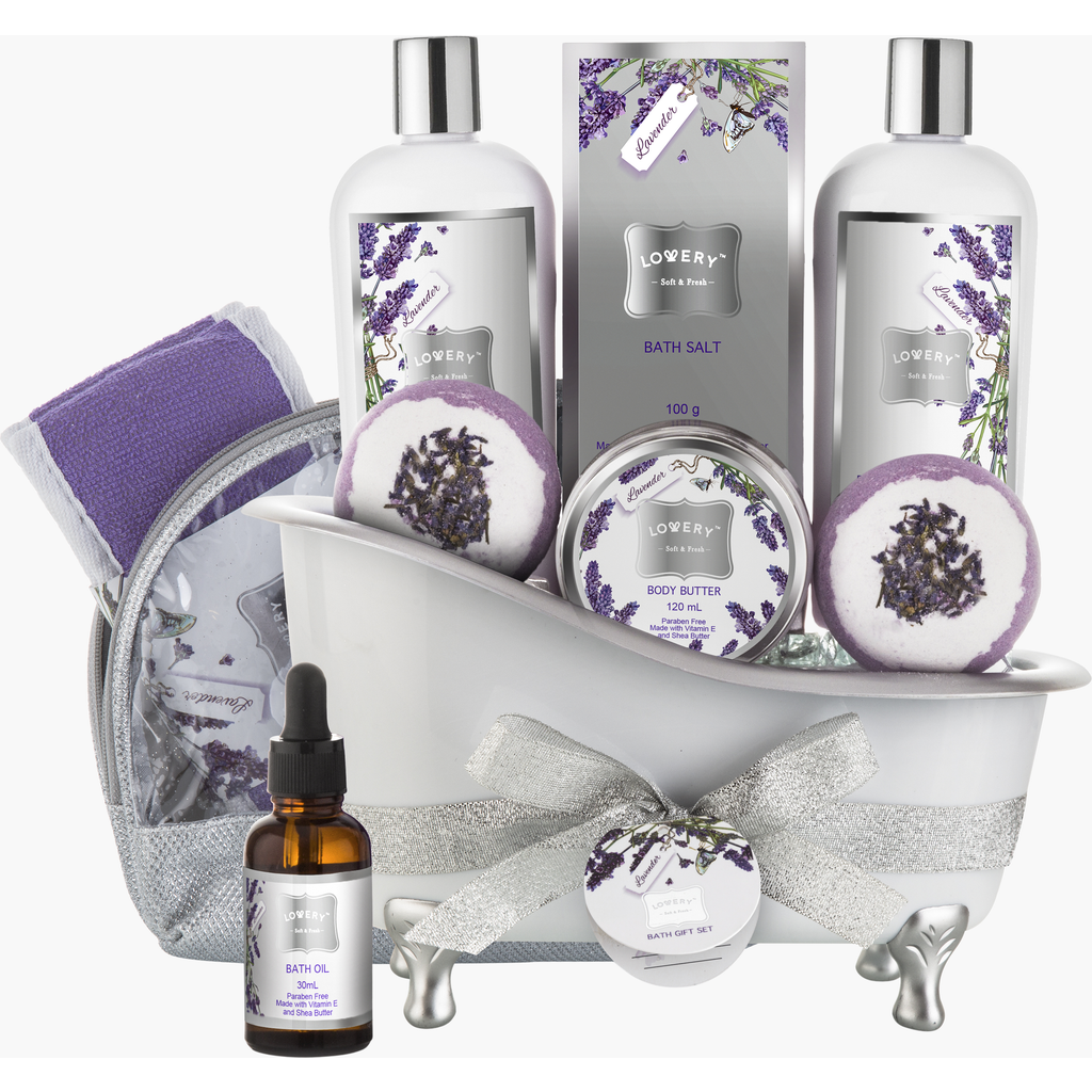 Lovery Lavender And Jasmine Xl Bath Bombs Gift Basket Set In Lavender