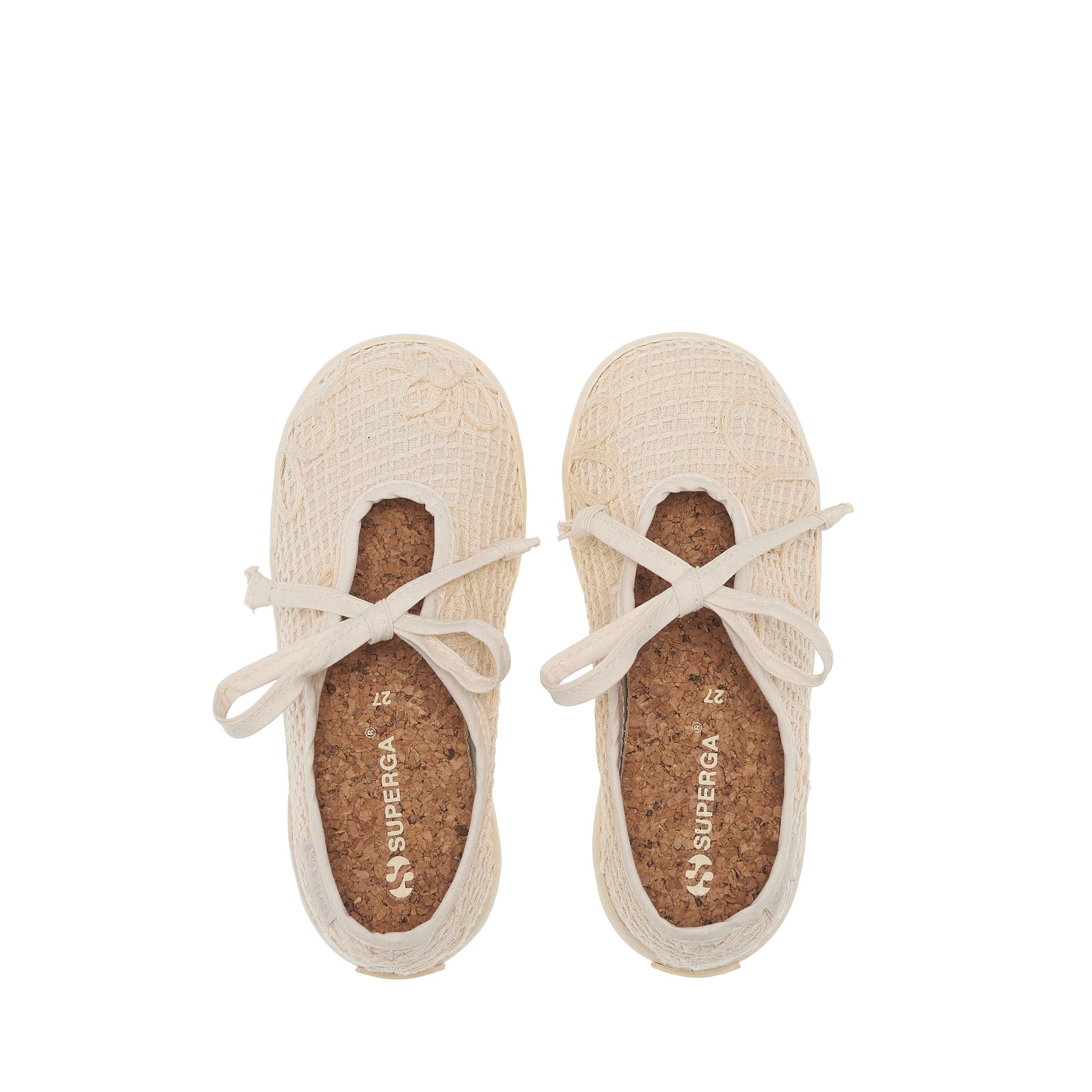 Superga 2442 Kids Ballerina Lace Net Flower Crochet, Alternate, color, Beige Raw-Off White
