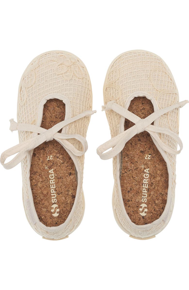 Superga 2442 Kids Ballerina Lace Net Flower Crochet, Alternate, color, Beige Raw-Off White