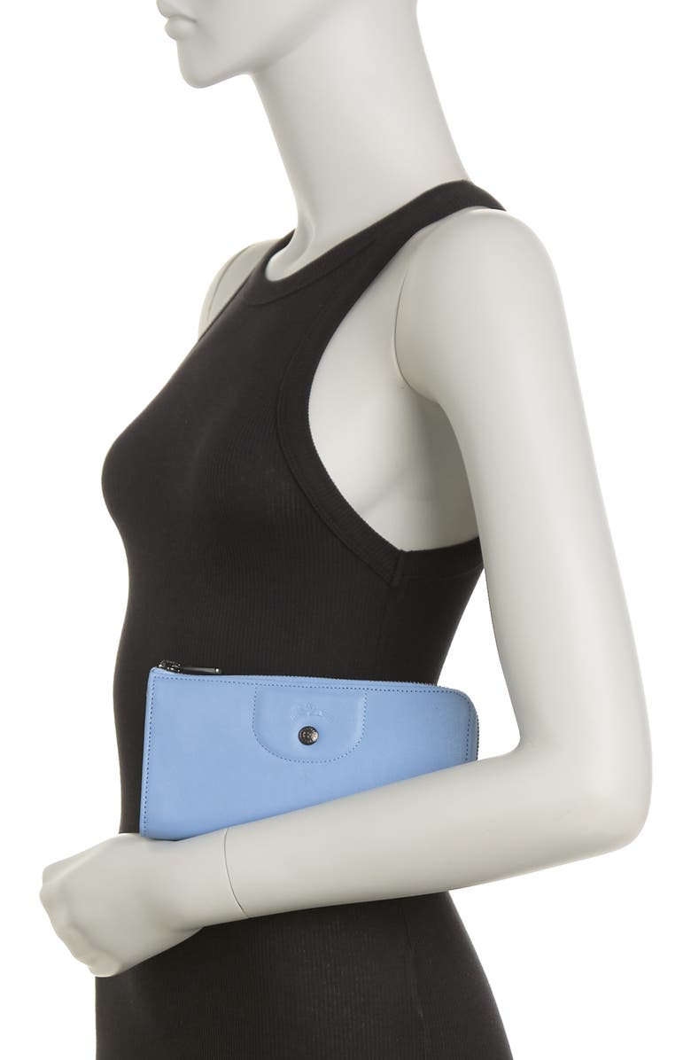 Longchamp Leather 3/4 Zip Wallet, Alternate, color, Blue