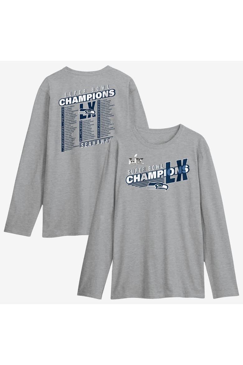 Men's Fanatics  Steel Seattle Seahawks Super Bowl LX Champions Best Teammates Roster Long Sleeve T-Shirt, Main, color, Steel