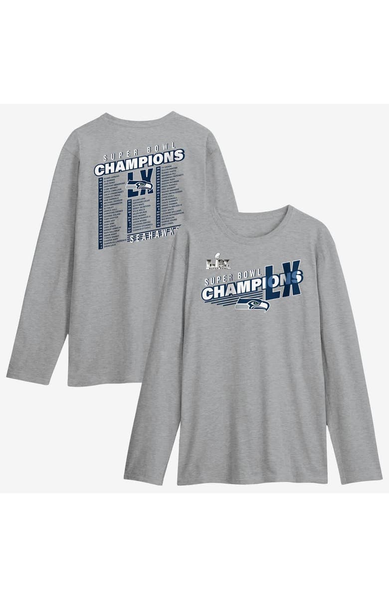 FANATICS Men's Fanatics  Steel Seattle Seahawks Super Bowl LX Champions Best Teammates Roster Long Sleeve T-Shirt, Main, color, Steel