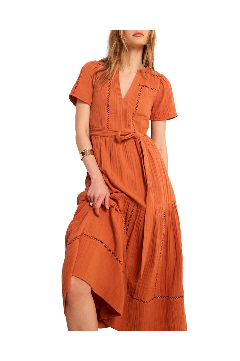 Cotton Cheesecloth Maxi Dress, Alternate, color, Orange