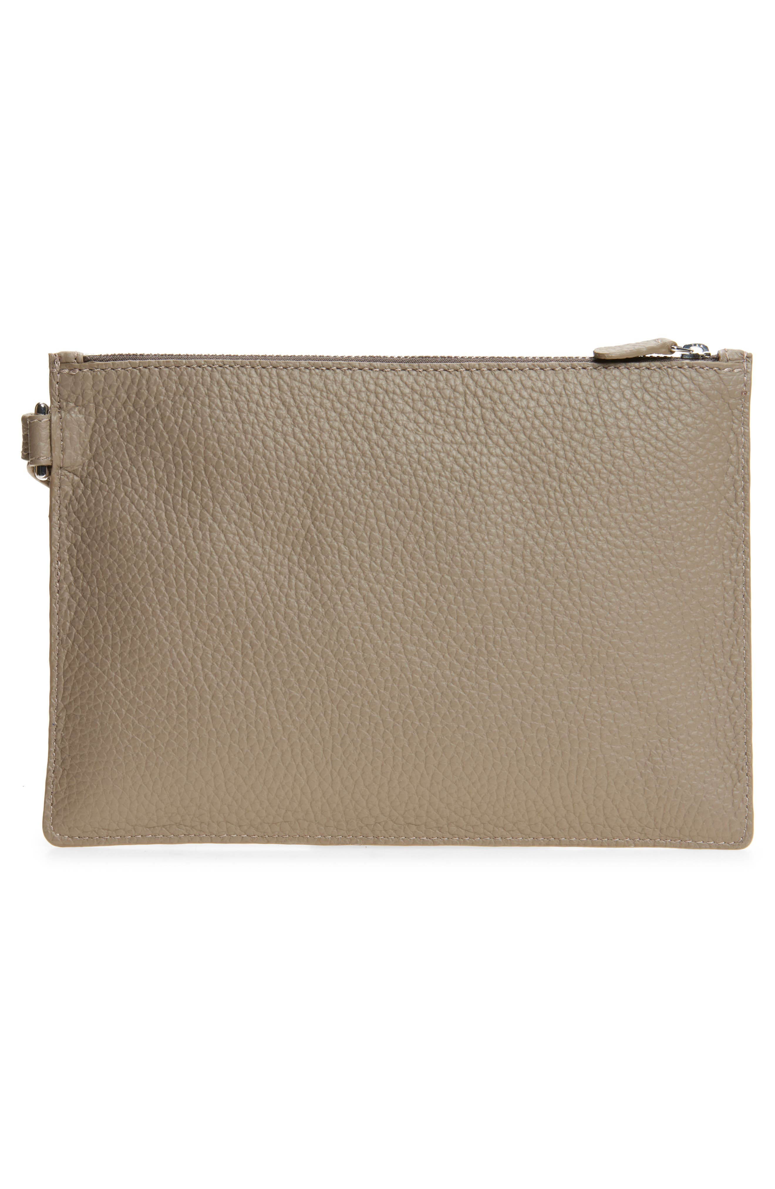 Lié Studio The Charlie Leather Clutch, Alternate, color, Beige Grosgrain