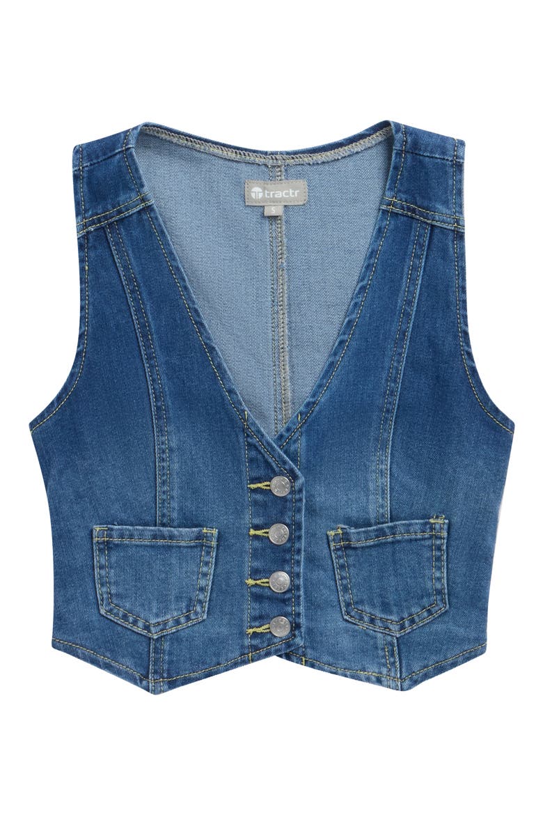 Kids' Crop Denim Vest, Main, color, INDIGO